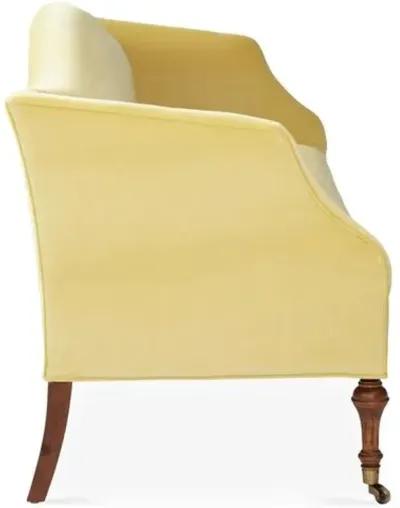 Lydia Camelback Settee - Canary Velvet - Yellow