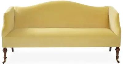 Lydia Camelback Settee - Canary Velvet - Yellow