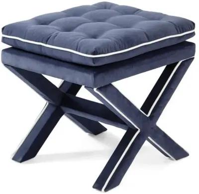 Dalton Pillow-Top Ottoman - Navy/White