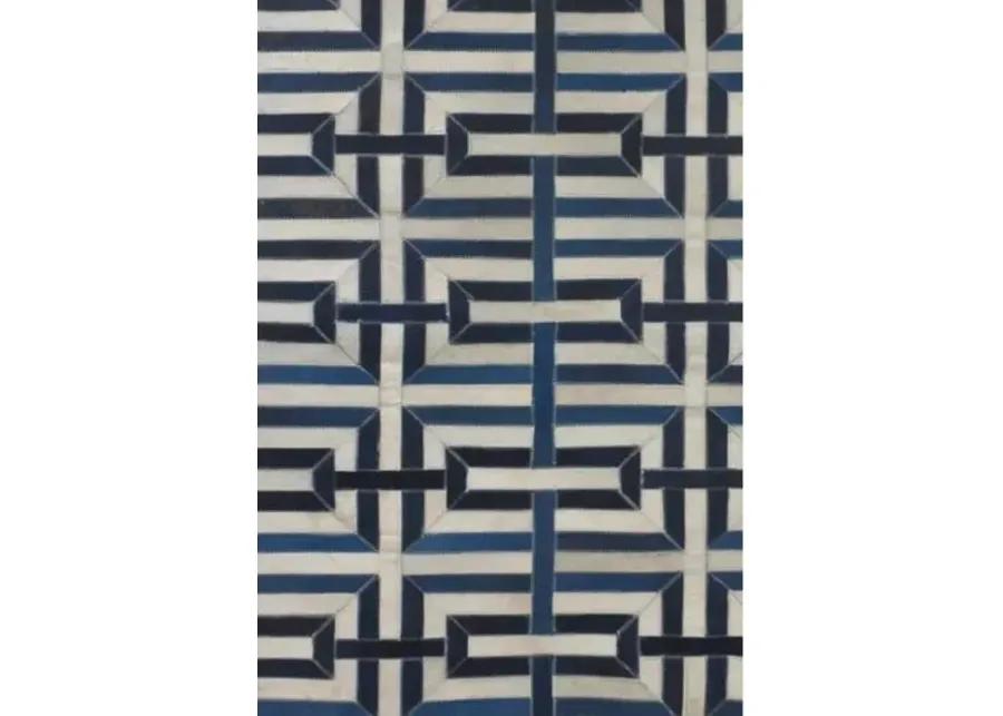 Winfield Hide Rug - Ivory/Navy - Exquisite Rugs - Blue - Blue