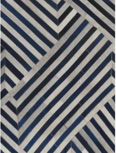 Edson Hide Rug - Ivory/Navy - Exquisite Rugs - Blue - Blue