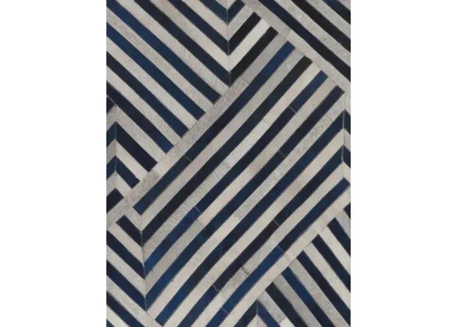 Edson Hide Rug - Ivory/Navy - Exquisite Rugs - Blue - Blue