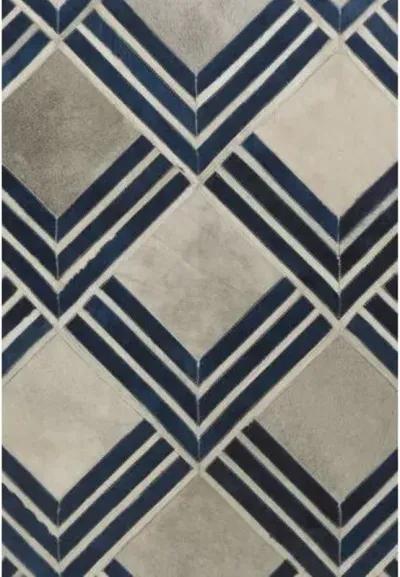 Eliot Hide Rug - Ivory/Navy - Exquisite Rugs - Blue - Blue