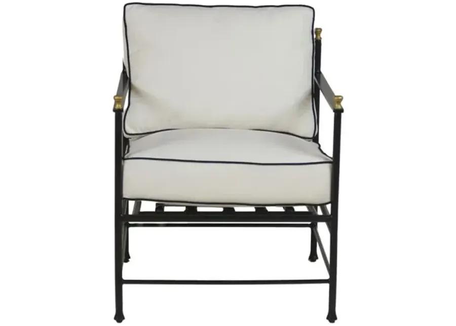 Frances Outdoor Lounge Chair - White/Black Welt