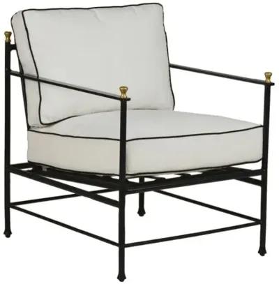 Frances Outdoor Lounge Chair - White/Black Welt