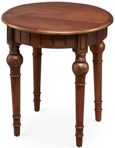 Mathis Round Side Table - Mahogany - Handcrafted - Brown