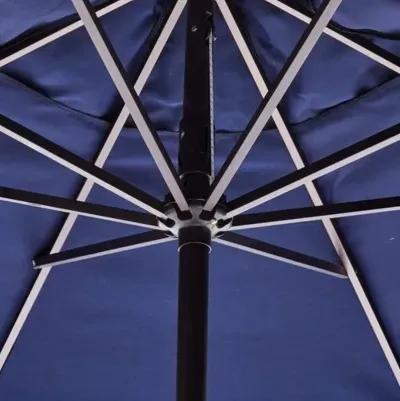 Phoebe Scallop-Edge Patio Umbrella - Navy - Blue