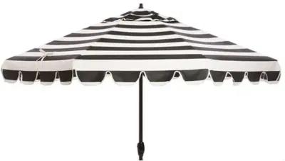 Phoebe Scallop-Edge Patio Umbrella - Black/White Stripe