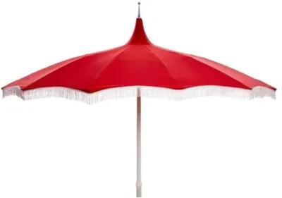 Ari Pagoda Fringe Patio Umbrella - Red/White