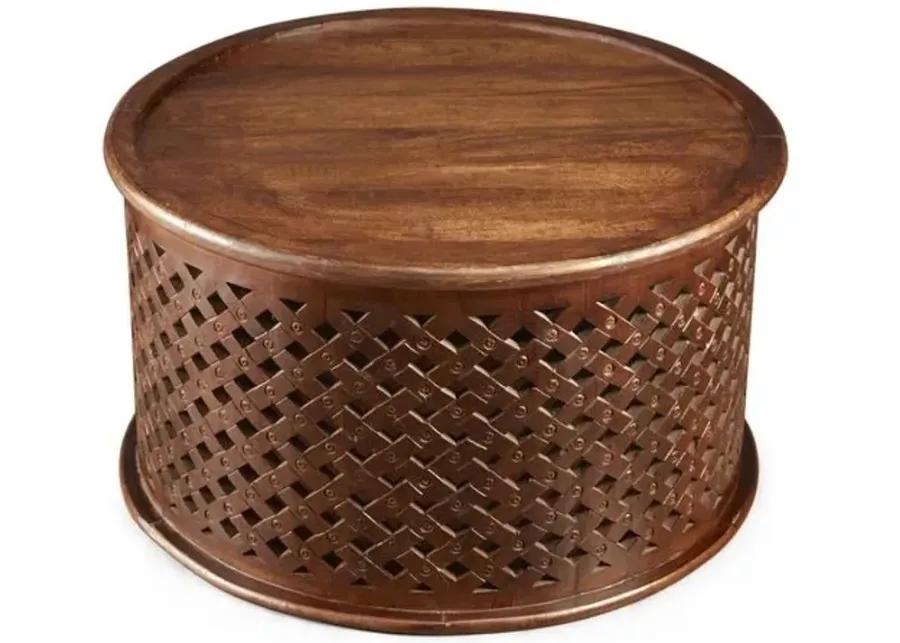 Ethan Round Coffee Table - Pecan - Handcrafted - Brown