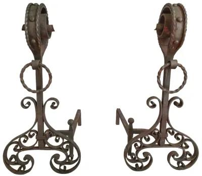 19th-C. French Andirons - Set of 2 - Von Meyer Ltd. - Brown