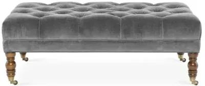 Anna Cocktail Ottoman - Velvet - Miles Talbott - Handcrafted - Gray