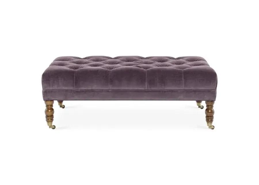 Anna Cocktail Ottoman - Fig Velvet - Miles Talbott - Handcrafted - Purple