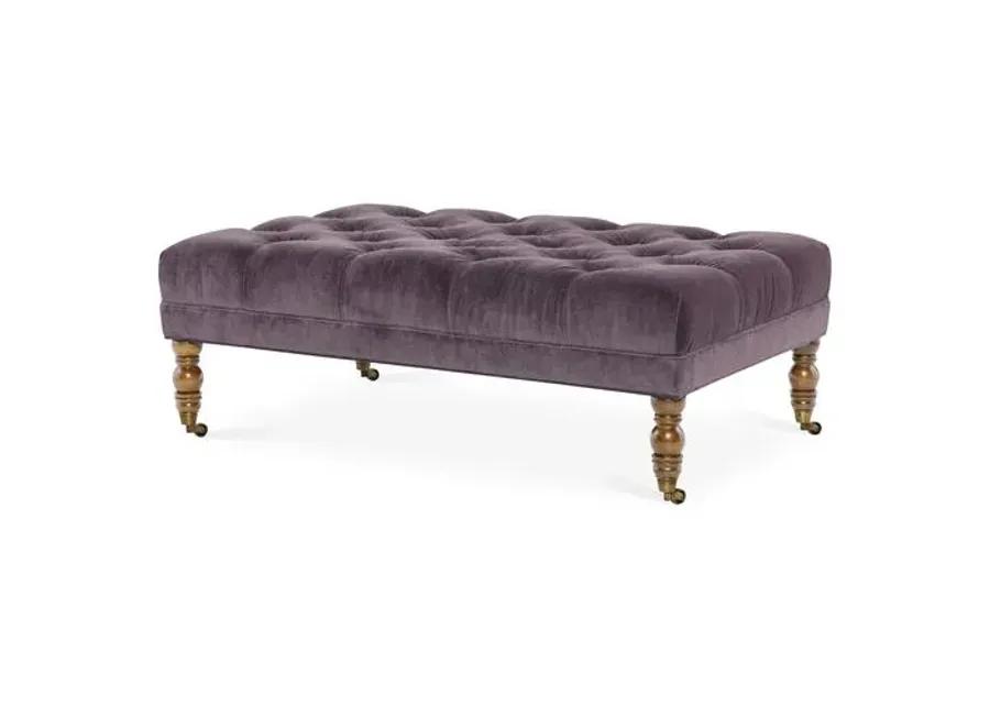 Anna Cocktail Ottoman - Fig Velvet - Miles Talbott - Handcrafted - Purple