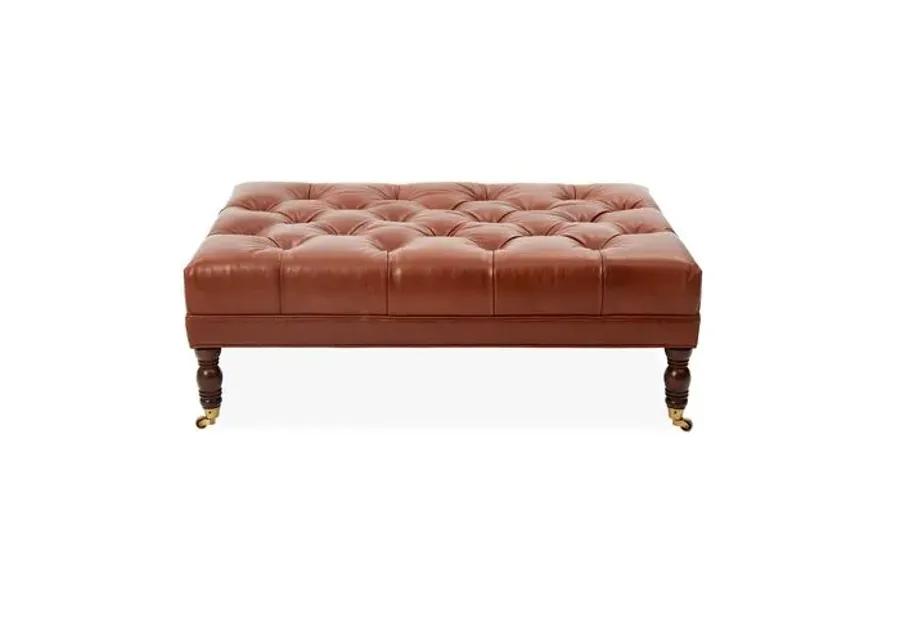 Anna Cocktail Ottoman - Leather - Miles Talbott - Brown