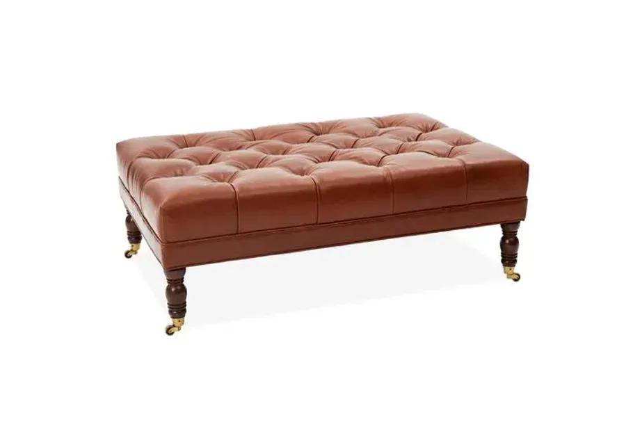 Anna Cocktail Ottoman - Leather - Miles Talbott - Brown