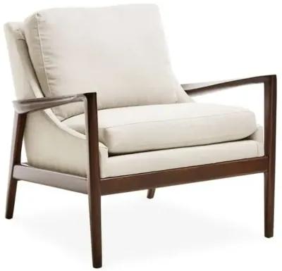 Ebonwood Accent Chair - Oyster Linen - Miles Talbott - Ivory, Comfortable, Durable