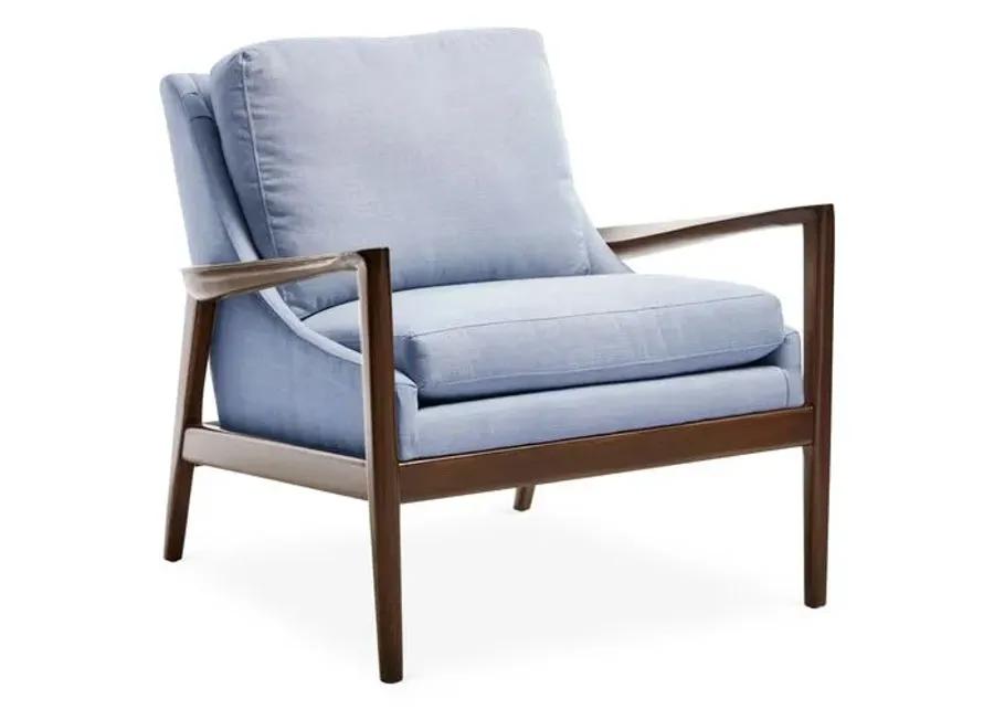 Ebonwood Accent Chair - Blue Linen - Miles Talbott, Comfortable, Durable