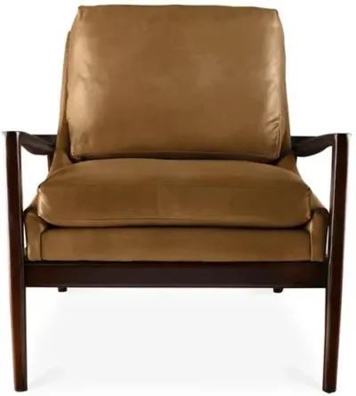 Ebonwood Accent Chair - Caramel Leather - Miles Talbott - Brown, Comfortable, Durable