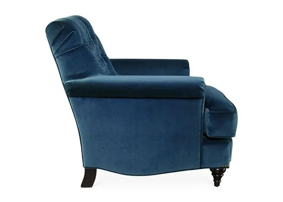 Acton Tufted Club Chair - Blue Velvet - Miles Talbott