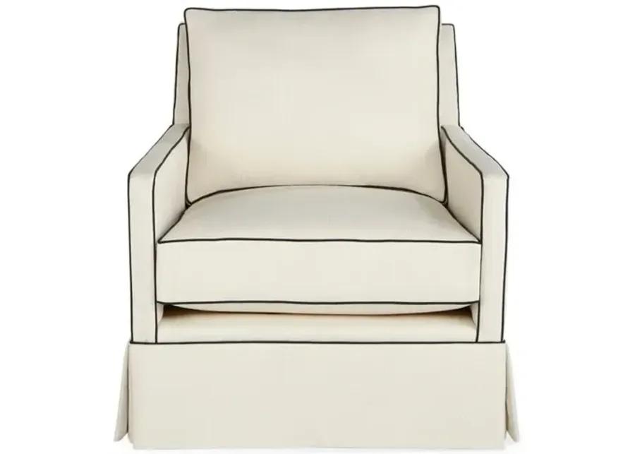 Auburn Club Chair - Ivory/Navy Crypton - Miles Talbott - Hancrafted in the USA