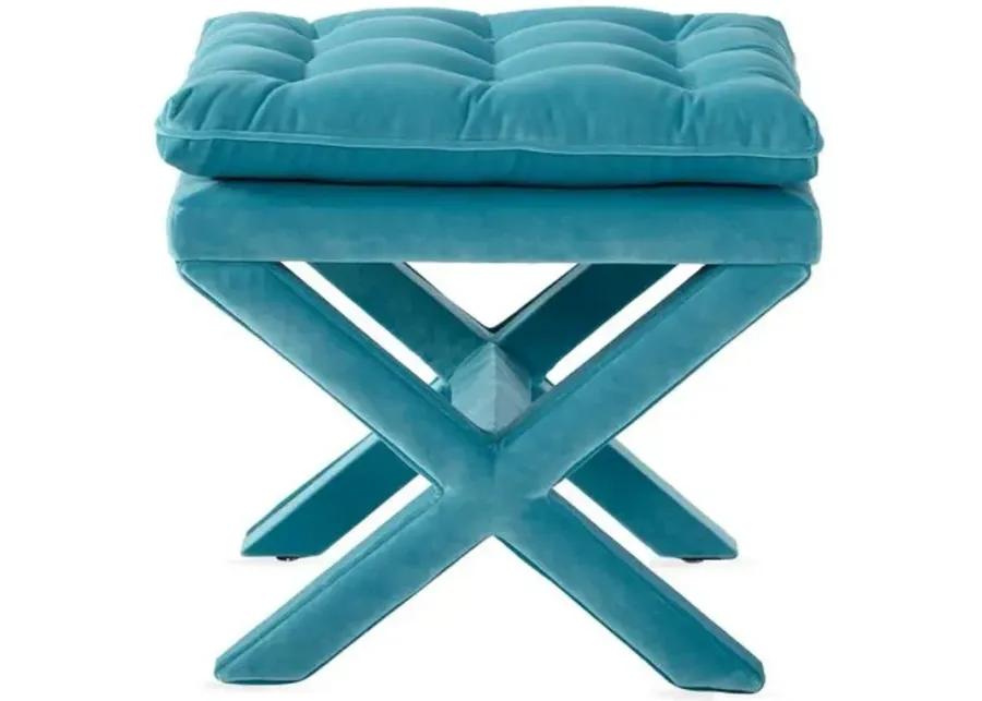 Dalton Pillow-Top Ottoman - Teal Velvet