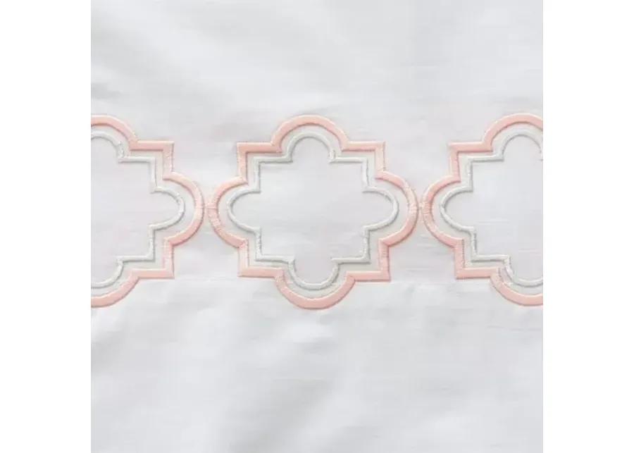 Set of 2 Quatrefoil Pillowcases - White/Pink - Hamburg House