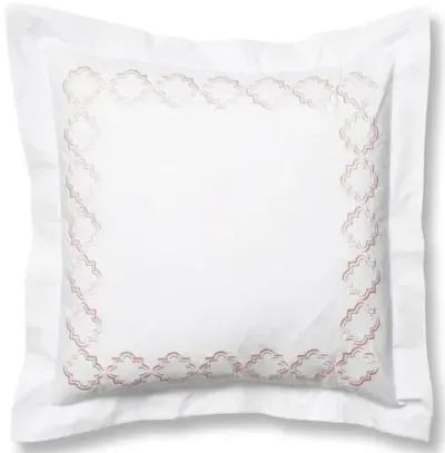 Quatrefoil Euro Sham - White/Pink - Hamburg House