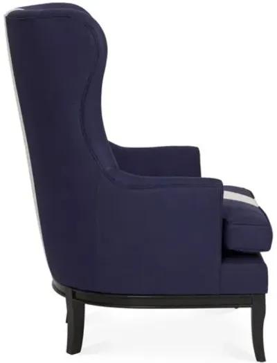 Calhoun Wingback Chair - Stripe - Kim Salmela - Handcrafted in The USA - Blue - Comfortable, Stylish