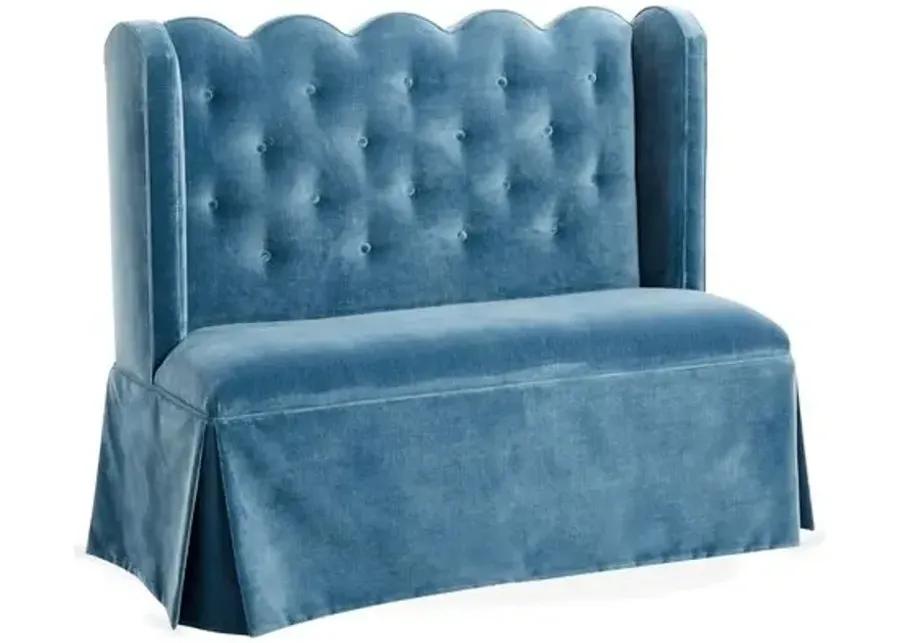 Regina Scallop Banquette - Handcrafted - Blue