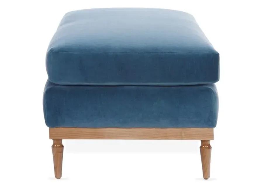 Sutton Velvet Ottoman - Blue