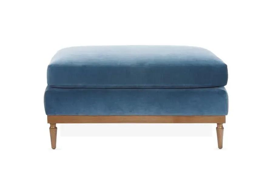 Sutton Velvet Ottoman - Blue