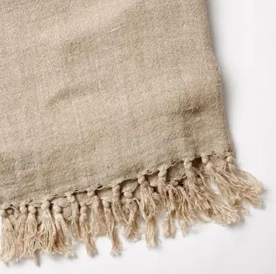 Montauk Linen Throw - Natural - Pom Pom at Home - Beige, Fringed