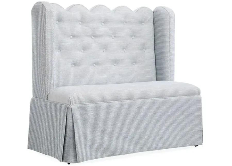 Regina Scallop Banquette - Handcrafted - Gray