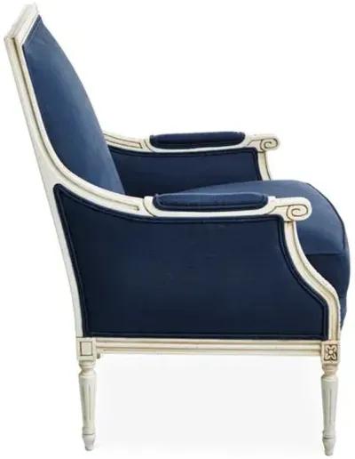 James Accent Chair - Navy Linen - Blue, Comfortable, Durable