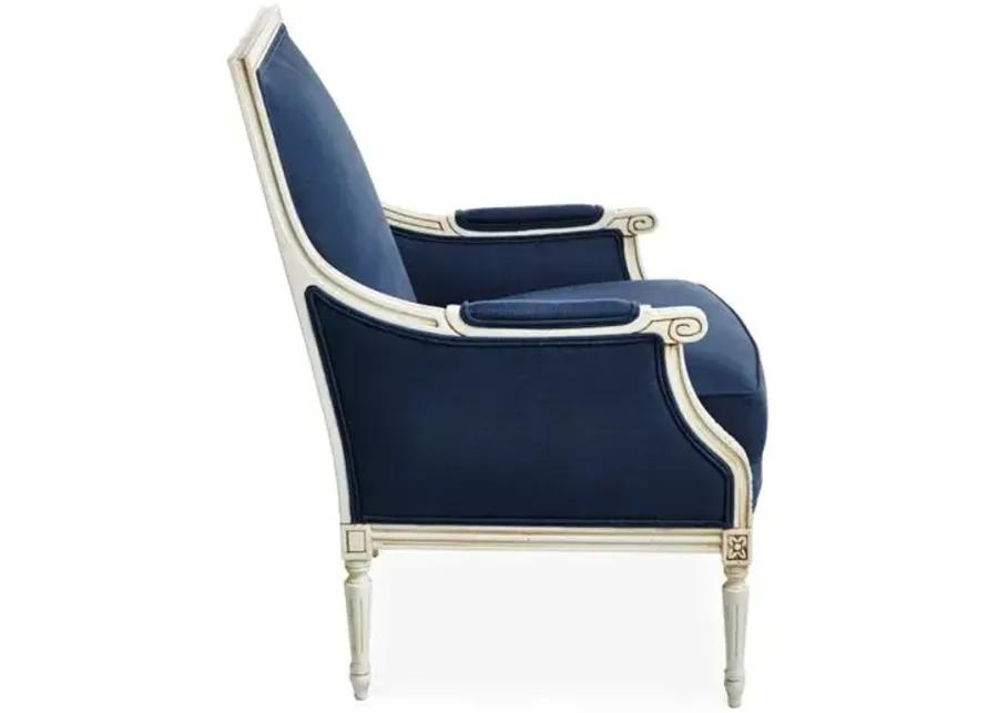 James Accent Chair - Navy Linen - Blue, Comfortable, Durable