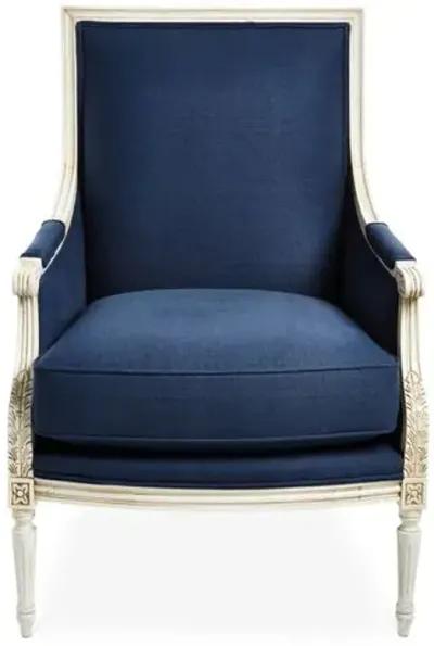 James Accent Chair - Navy Linen - Blue, Comfortable, Durable