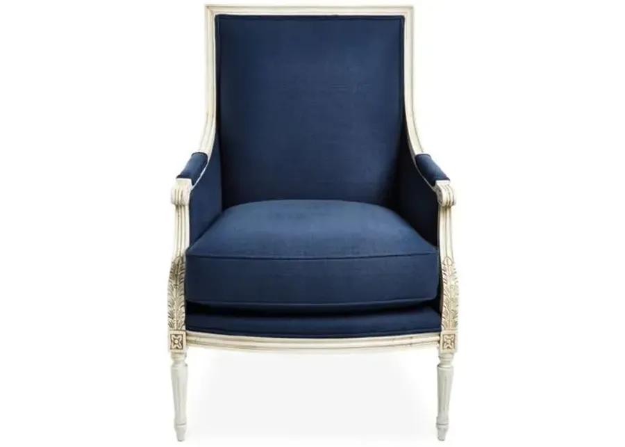 James Accent Chair - Navy Linen - Blue, Comfortable, Durable