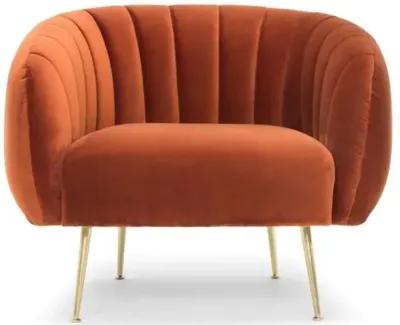 Cayla Channeled Accent Chair - Velvet - Orange, Comfortable, Durable, Velvet Upholstery