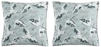 Set of 2 Crane Pillows - Sky/Navy