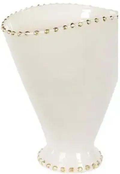 Button Large Vase - Cream/Gold - Bradburn Home - Ivory