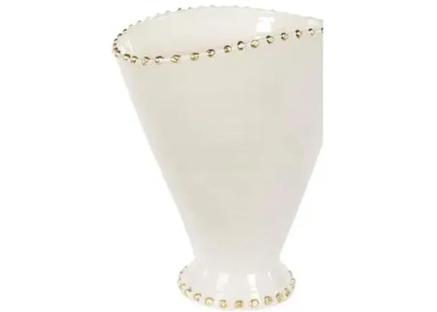 Button Large Vase - Cream/Gold - Bradburn Home - Ivory