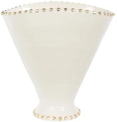 Button Large Vase - Cream/Gold - Bradburn Home - Ivory