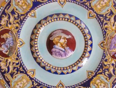 Antique French Faience Portrait Plate - The Emporium Ltd. - blue