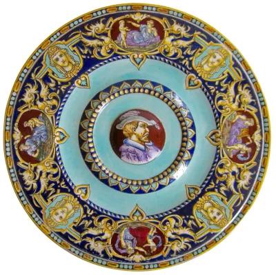 Antique French Faience Portrait Plate - The Emporium Ltd. - blue