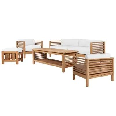 Summer 5-Pc Outdoor Sofa Set - Canvas White Sunbrella