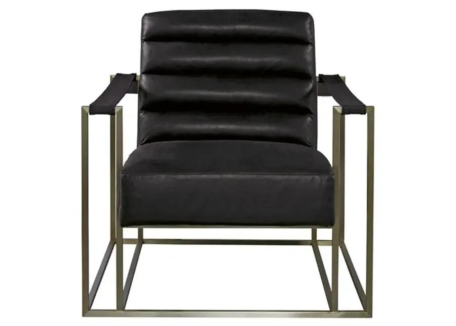 Jensen Accent Chair - Black Leather, Comfortable, Durable