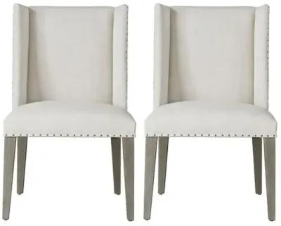 Set of 2 Tyndall Side Chairs - Ivory/Flint - White