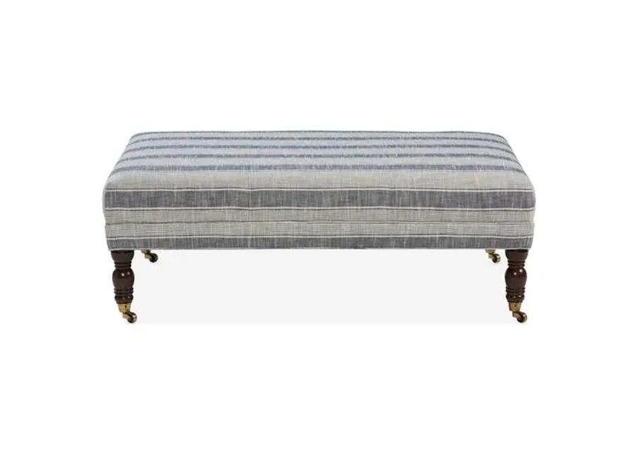 Options Ottoman - Blue/Cream - Miles Talbott - Handcrafted