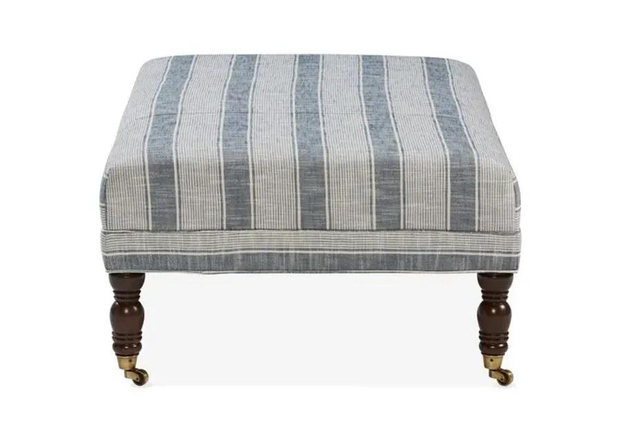 Options Ottoman - Blue/Cream - Miles Talbott - Handcrafted